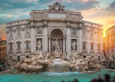 a large building with a fountain in front of it at Trevi Little Palace #3 in Rome