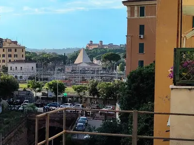a view of a city from a building at Luxury Apartment by Palazzo Senesi in Rome