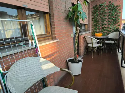 a patio with a chair and a potted plant at The italian House in Rome a pochi passi dalla metro A in Rome