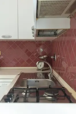 a kitchen counter with a sink and a stove at La Dolce Vita - IRIDE's Nest in Rome