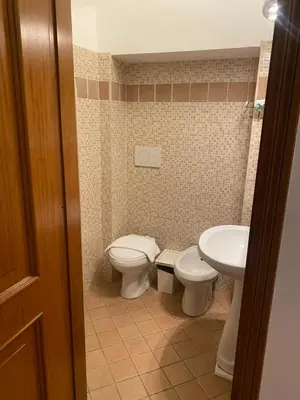 a bathroom with a toilet and a sink at apartment vittorio Emanuele in Rome