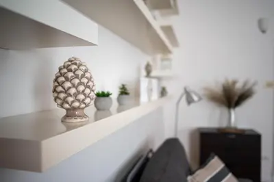 a living room with a shelf with plants on it at Domus Montebello in Rome