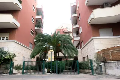 a palm tree in front of a building at Ermete Vatican House in Rome