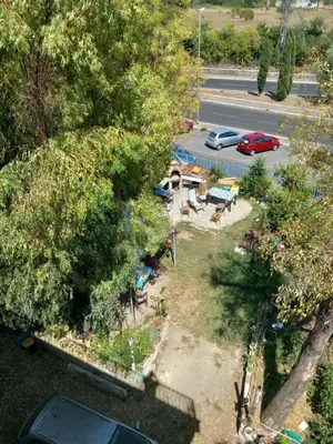 an aerial view of a parking lot with a car at Villa Elena in Rome