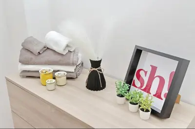 a shelf with potted plants on top of a dresser at La Casa di Carmine in Rome