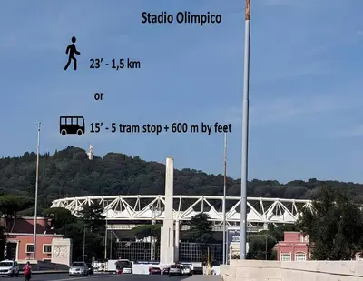 a large white bridge with a person walking on it at CASA REMO - for family, 2 bathrooms, AC, self check-in in Rome