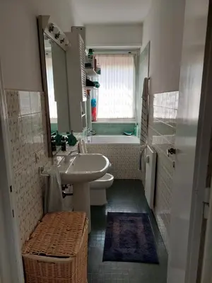 a bathroom with a sink and a bath tub at Appartamento con giardino in zona Ponte Milvio e Stadio Olimpico in Rome