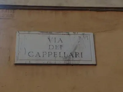a white sign on the side of a building at Antiche Residenze Romane - CAMPO DE' FIORI in Rome