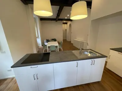 a kitchen with a sink and a counter top at Deromatality Vaticano Piazza di Spagna Colosseo in Rome