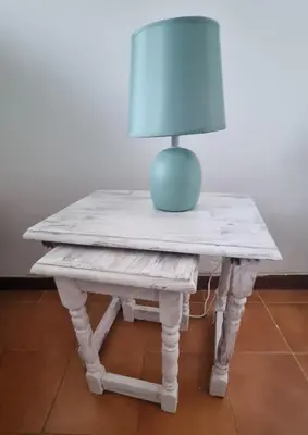 a table with a blue lamp on top of it at Dreamy Family Getaway Guest House Roma 2BR,2BA in Rome