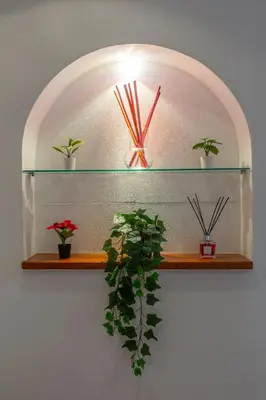 a shelf with potted plants and a lamp on it at Milvio Bridge - Olympic Stadium, Farnesina, A-C in Rome