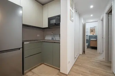 a kitchen with a sink and a microwave at Emily Valles Apartment Saint Peter's in Rome