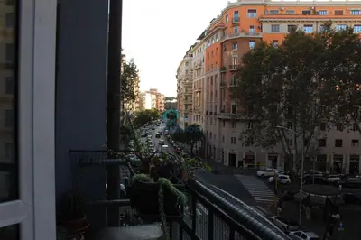 a view of a city street from a balcony at Casa di Pera in Rome