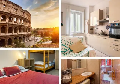 a collage of photos with the sights of the coliseum at Spacious Apartment near St Peter's Church in Rome