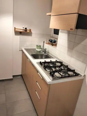 a kitchen with a stove and a sink at Appartamento Monteverde in Rome