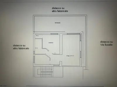 a drawing of a floor plan of a room at Angela attico a pochi minuti dal Gemelli e Stazione FL3 direzione San Pietro - Roma centro in Rome