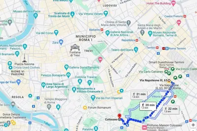 a map of a city with circled attractions at ROME City Center Apartment II in Rome