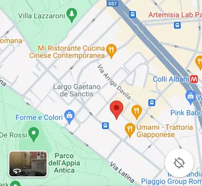a map showing the location of the park at CASA DEL SOLE in Rome