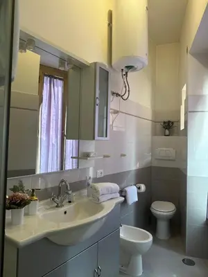 a bathroom with a sink and a toilet at Loft Germanico in Rome