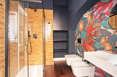 a bathroom with a shower and a sink at CoroCoro114 Comfort ed Eleganza in Rome