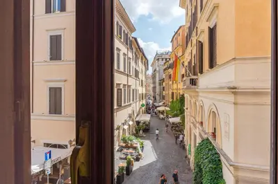a view from a window of a street with buildings at Navona Luxury Flat in Rome