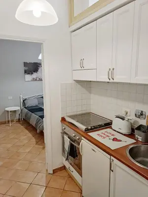 a kitchen with a sink and a stove top oven at Marcello Apartament in Rome