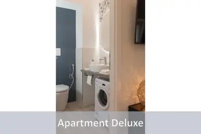a bathroom with a toilet and a washing machine at Best Vatican Apartment in Rome