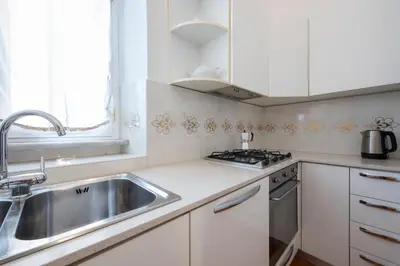 a kitchen with a sink and a stove at Lucrezio Caro Luxury Apartment in Rome