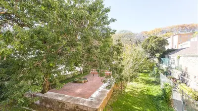 an overhead view of a garden with a tree at Rental in Rome Riari Garden in Rome