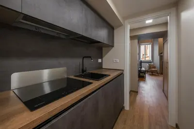 a kitchen with a sink and a counter top at Attico le Stelle de Roma in Rome