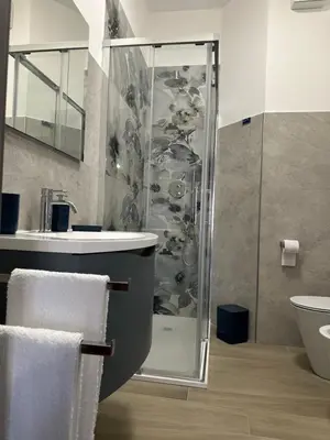 a bathroom with a shower and a sink at Casa Sofia, a 4 fermate metro dal Vaticano in Rome