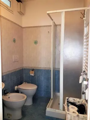 a bathroom with a shower and a toilet and a sink at Il Salotto di via Giulia in Rome
