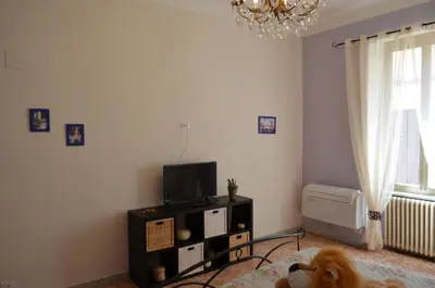 a dog laying on a bed in a room at Holiday home Zia Gina in Rome