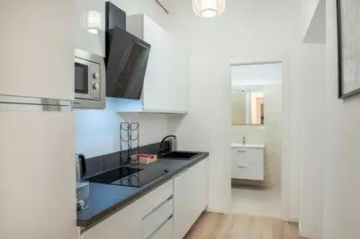 a kitchen with a sink and a microwave at Minerva Boutique Residence in Rome