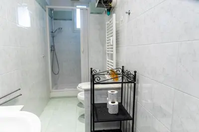 a white bathroom with a toilet and a shower at A due passi dal Vaticano in Rome