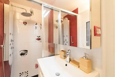 a bathroom with a sink and a shower at Campo De' Fiori 35 (Centro di Roma/Appartamento accogliente) - FromhometoRome in Rome