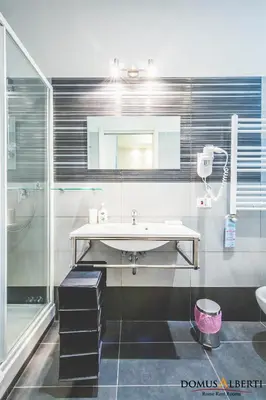 a bathroom with a sink and a shower at Domus Alberti Bed & Breakfast in Rome