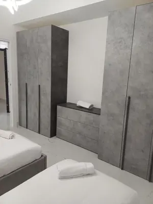 a bedroom with two beds and a large closet at Tiburtina Flats in Rome