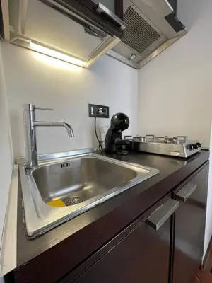 a kitchen with a sink in a kitchen at A Den for Two in Rome