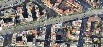 an overhead view of a city with roads and buildings at Ninkasi Bed and Beer San Giovanni Via La Spezia 74 Roma in Rome