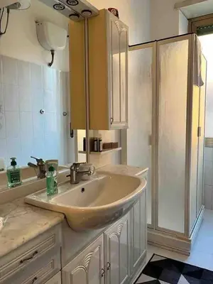 a bathroom with a sink and a shower at Di Donato Apartment in Rome