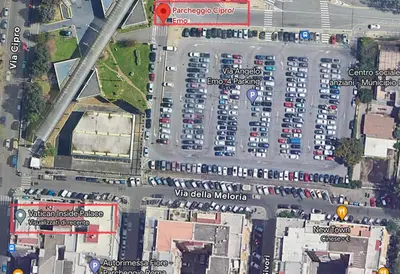 a map of a parking lot with a lot of cars at B&B Behind the Vatican in Rome