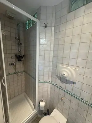 a bathroom with a shower and a toilet at Domus Musei Vaticani Roma Centro 