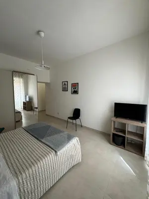 a bedroom with a bed and a flat screen tv at Alba Nuova Suite in Rome