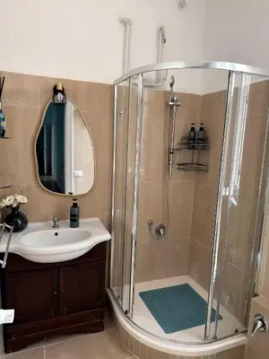 a bathroom with a shower and a sink at Vatican Roof Luxury Tiffany terrasse privée in Rome