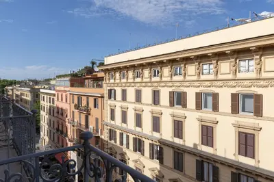 a view from a balcony of buildings at St Peter Twelve in Rome