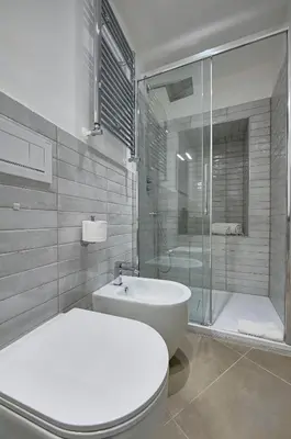 a bathroom with a white toilet and a shower at Domus Capitolina Campo De' Fiori in Rome