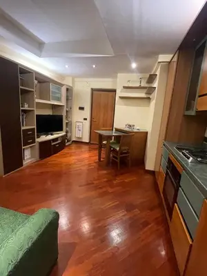 a kitchen and living room with a table and a couch at Gaio Melisso Home in Rome