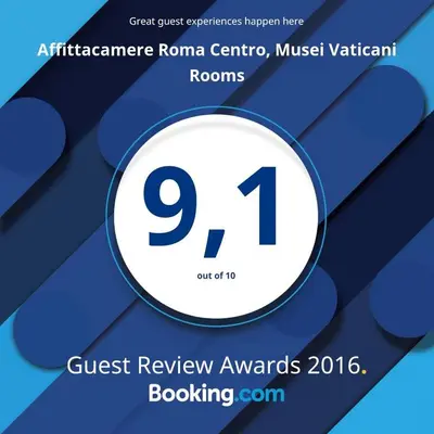 a flyer for a guest review awards event at Affittacamere Roma Centro, Musei Vaticani Rooms in Rome