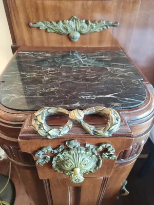 a wooden table with a glass top on top at Double- Room Basilica San Paolo in Rome